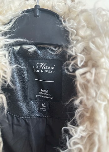 Mavi marka yakası kürklü deri ceket - Görsel 4