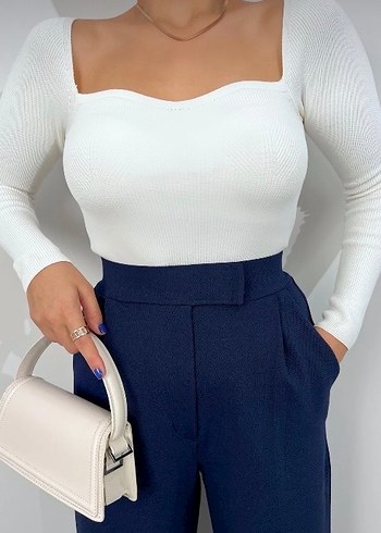 Kadın Likralı Cırt Kapama Palazzo Pantolon - Görsel 4