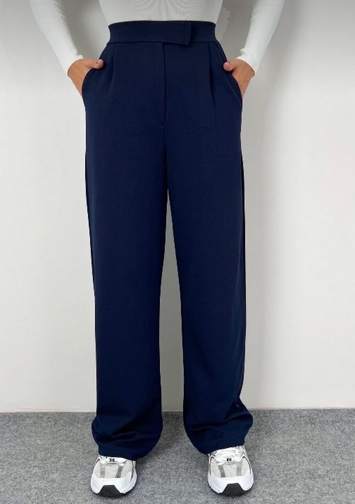 Kadın Likralı Cırt Kapama Palazzo Pantolon - Görsel 3