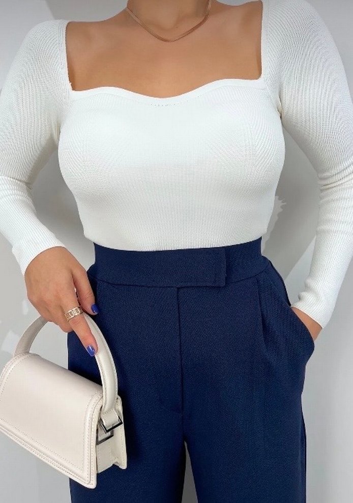 Kadın Likralı Cırt Kapama Palazzo Pantolon - Görsel 4