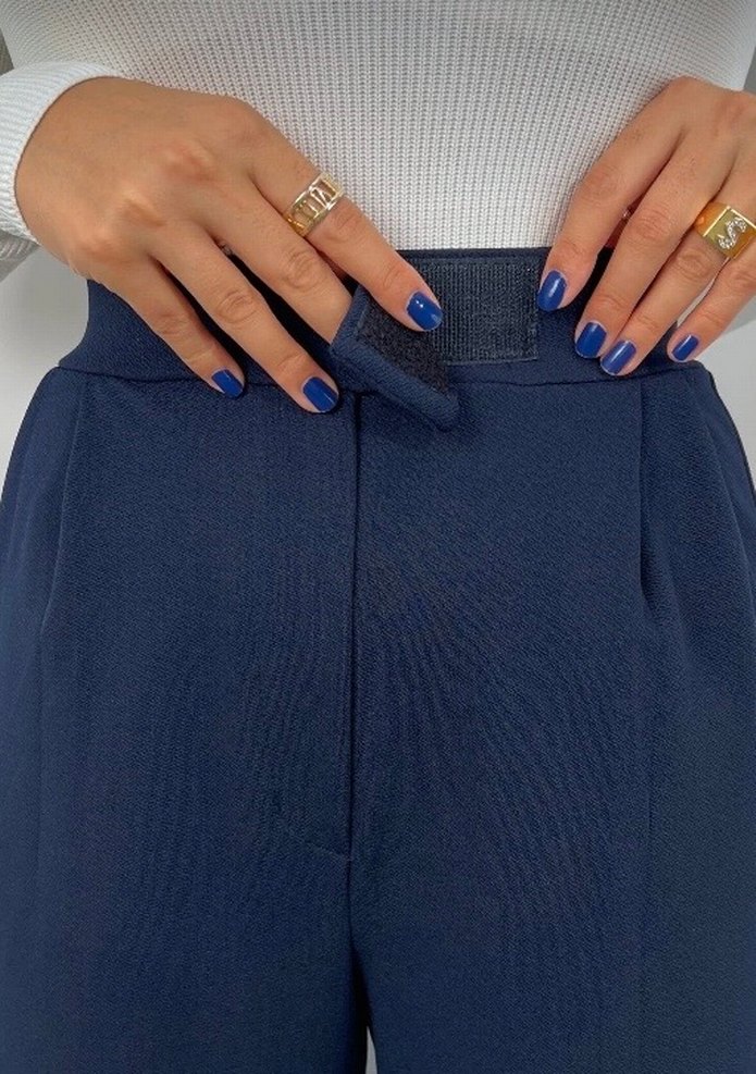 Kadın Likralı Cırt Kapama Palazzo Pantolon - Görsel 3