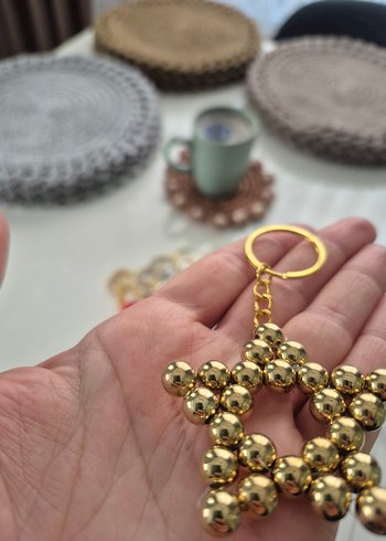 Boncuklu Beyaz Yıldız Anahtarlık - Görsel 6