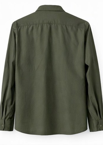 Haki/Zeytin Yeşili Erkek Gömlek - Uzun Kol, Cepli (S) - Görsel 2