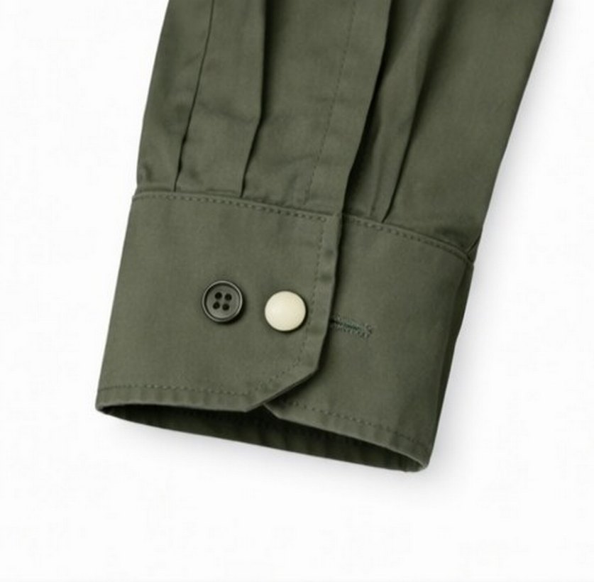 Haki/Zeytin Yeşili Erkek Gömlek - Uzun Kol, Cepli (S) - Görsel 3
