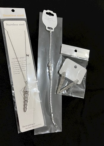 Klasik Siyah Zincir ve Bileklik Seti her rengi mevcut - Görsel 3