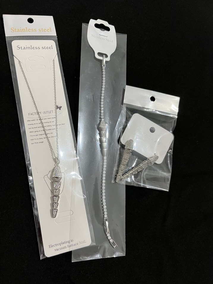 Klasik Siyah Zincir ve Bileklik Seti her rengi mevcut - Görsel 3