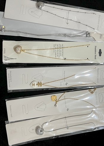 Zincir Detaylı Uzun Altın Kadın Kolyeleri - Görsel 9