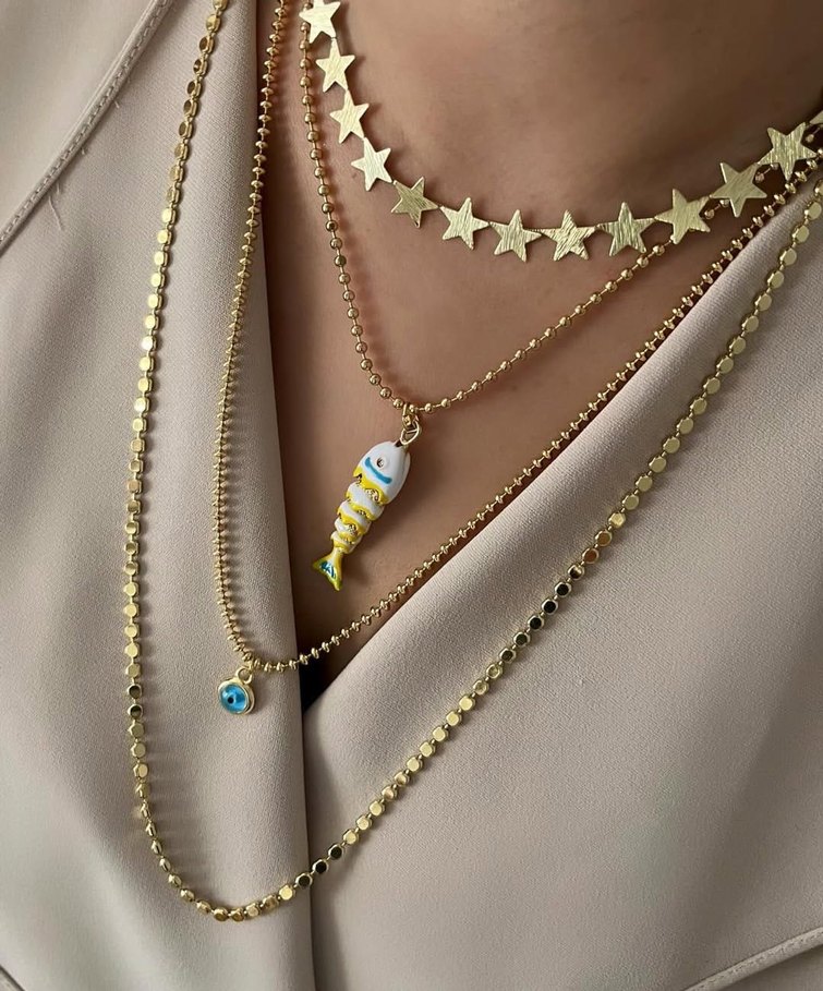 Zincir Detaylı Uzun Altın Kadın Kolyeleri - Görsel 2