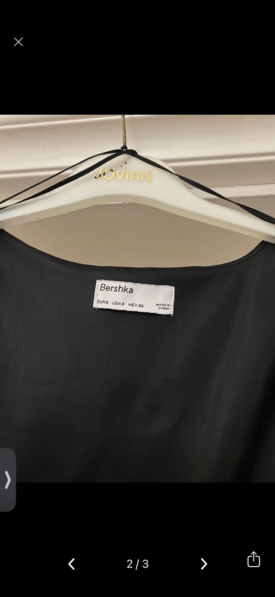 bershka s beden siyah deri elbise - Görsel 3