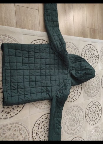 Kapüşonlu Koyu Yeşil erkek çocuk Mont - Görsel 2