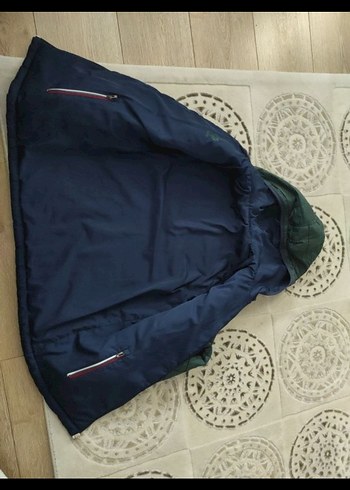 Kapüşonlu Koyu Yeşil erkek çocuk Mont - Görsel 3