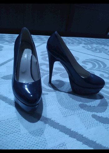 Parlak Lacivert Stiletto Topuklu Kadın Ayakkabı - Görsel 6