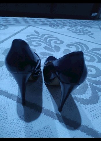 Parlak Lacivert Stiletto Topuklu Kadın Ayakkabı - Görsel 2