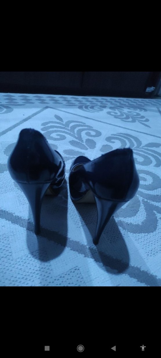 Parlak Lacivert Stiletto Topuklu Kadın Ayakkabı - Görsel 2