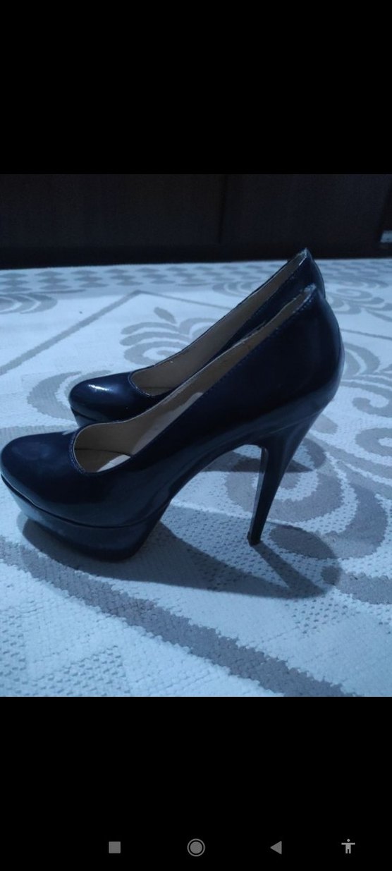 Parlak Lacivert Stiletto Topuklu Kadın Ayakkabı - Görsel 5