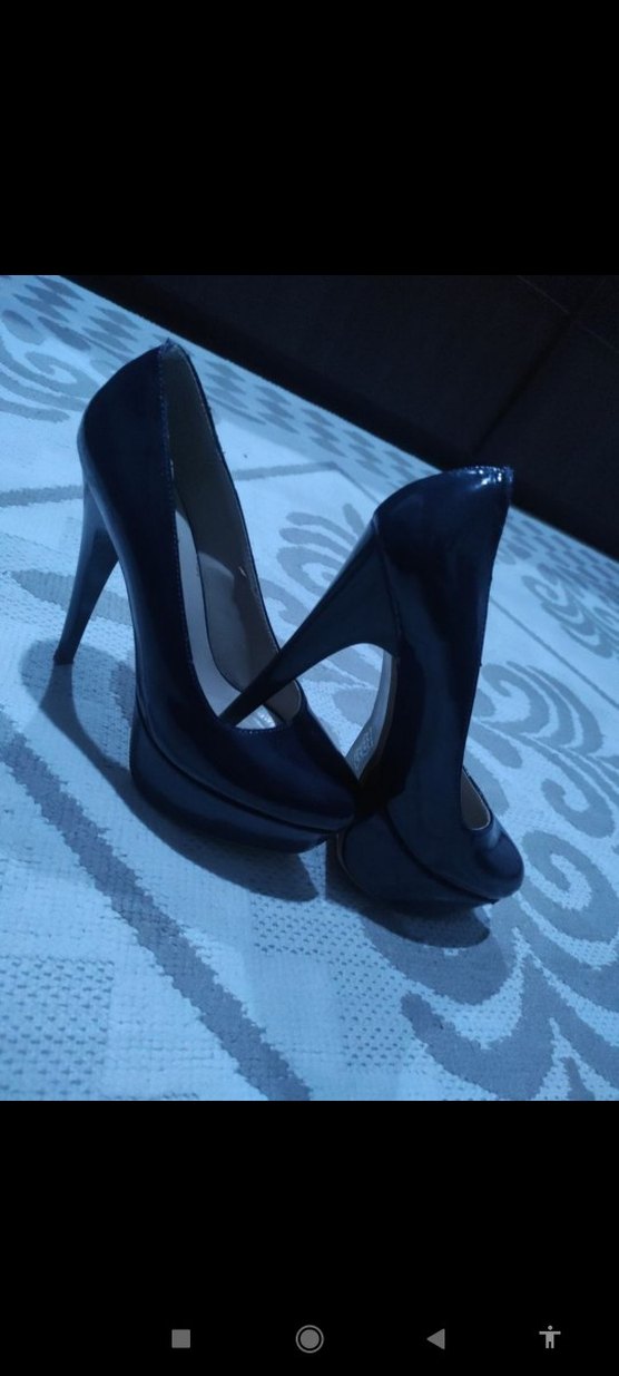 Parlak Lacivert Stiletto Topuklu Kadın Ayakkabı - Görsel 3