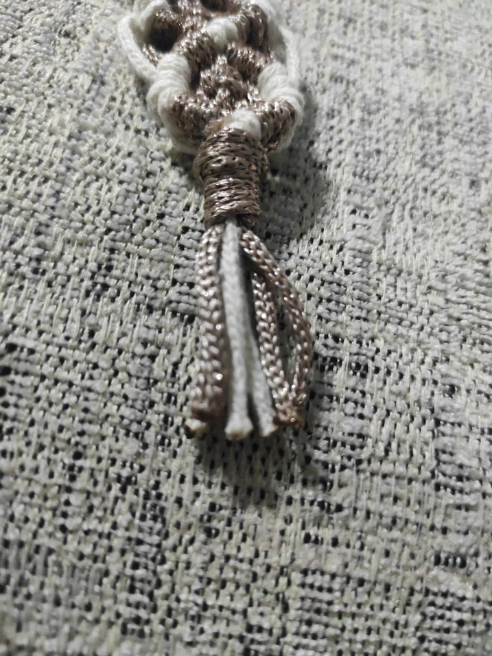 krem simli ip Makrome Püsküllü Bohem Anahtarlık.Tekli fiyattır. - Görsel 4