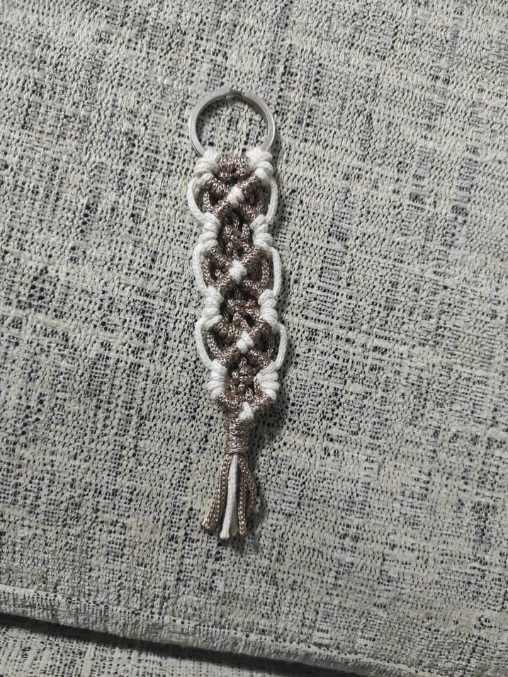 krem simli ip Makrome Püsküllü Bohem Anahtarlık.Tekli fiyattır. - Görsel 2