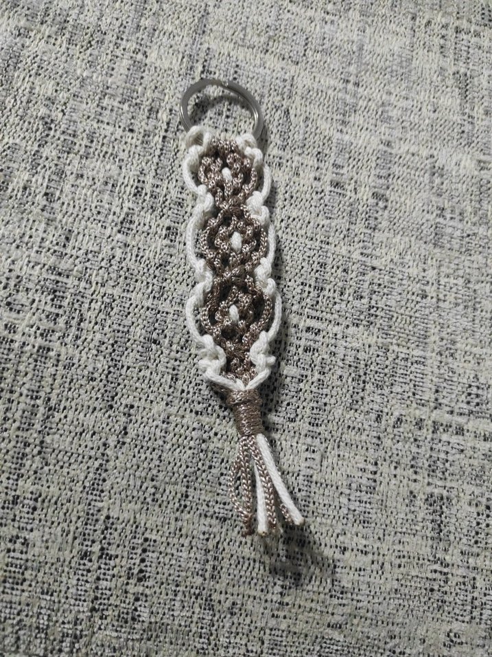 krem simli ip Makrome Püsküllü Bohem Anahtarlık.Tekli fiyattır. - Görsel 3