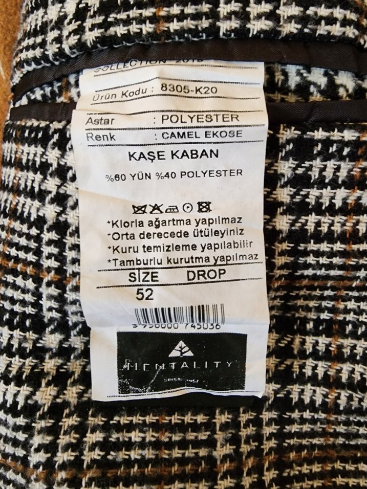 Düğmeli Gri Ekose Erkek Ceket Kaban - Görsel 4