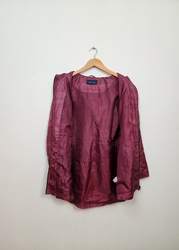 Bordo Kapüşonlu Fermuarlı Kadın Ceket - Görsel 4