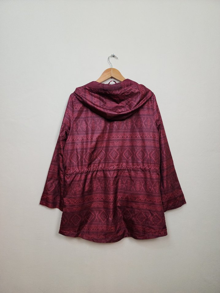 Bordo Kapüşonlu Fermuarlı Kadın Ceket - Görsel 3