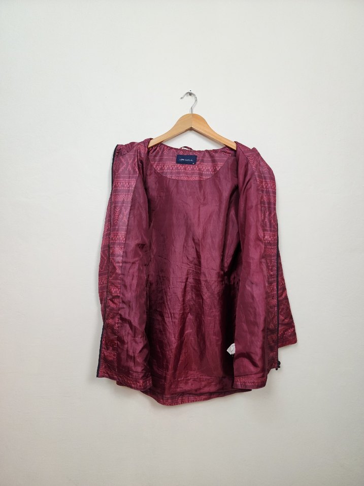 Bordo Kapüşonlu Fermuarlı Kadın Ceket - Görsel 4