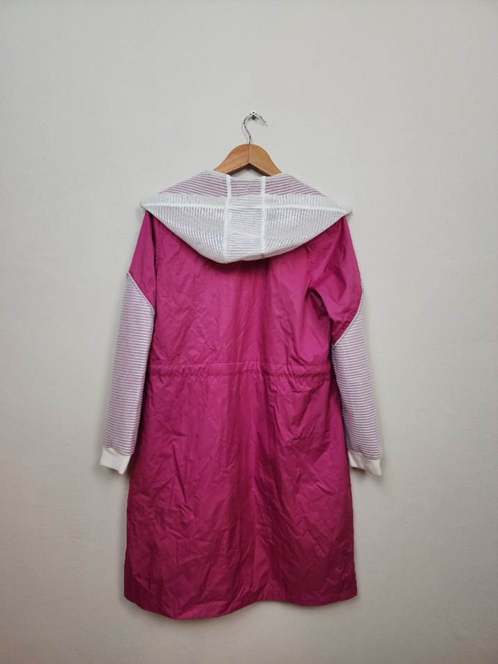 Kadın Uzun Pembe Fermuarlı Yağmurluk - Görsel 4