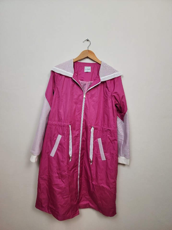 Kadın Uzun Pembe Fermuarlı Yağmurluk - Görsel 2