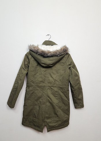 Kürk Detaylı Midi Yeşil Kadın Mont - Görsel 3