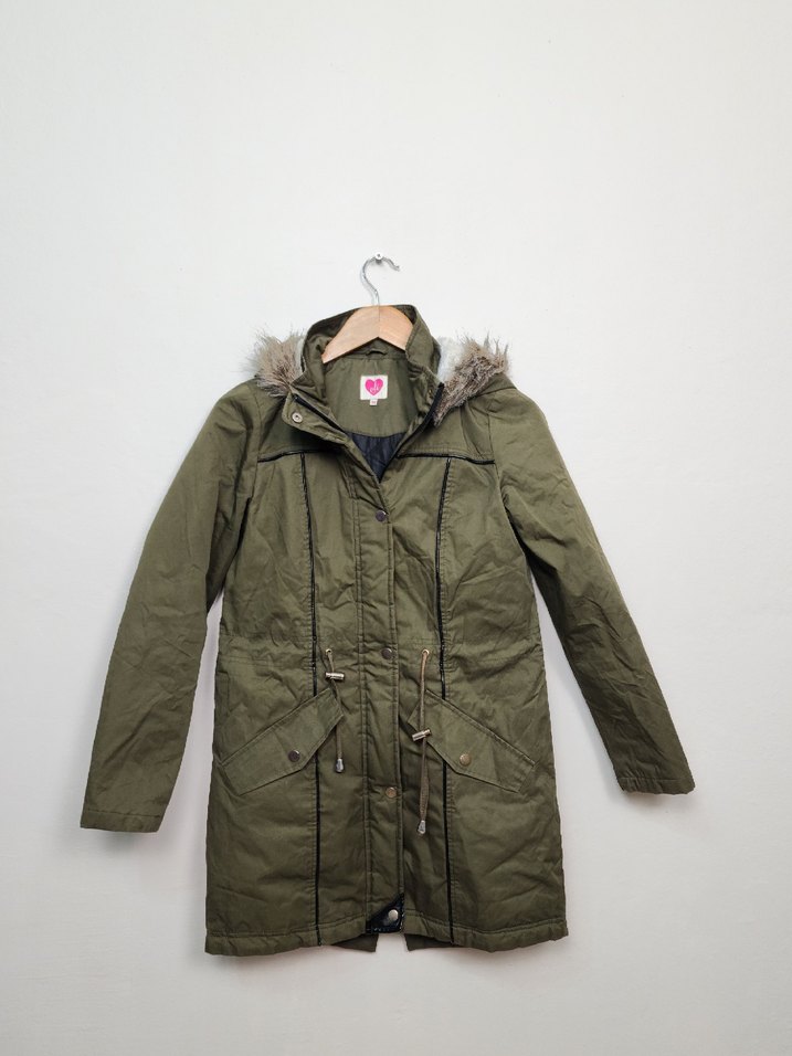 Kürk Detaylı Midi Yeşil Kadın Mont - Görsel 2