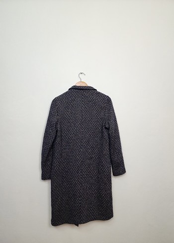 Düğmeli Lacivert Kadın Uzun Yün Kaban - Görsel 2