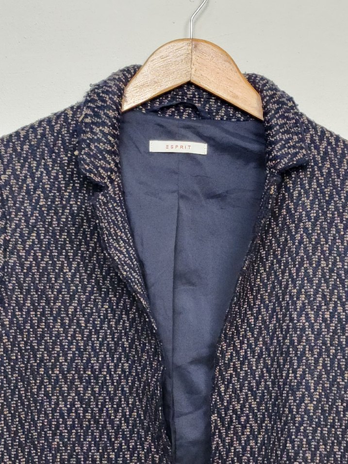 Düğmeli Lacivert Kadın Uzun Yün Kaban - Görsel 3