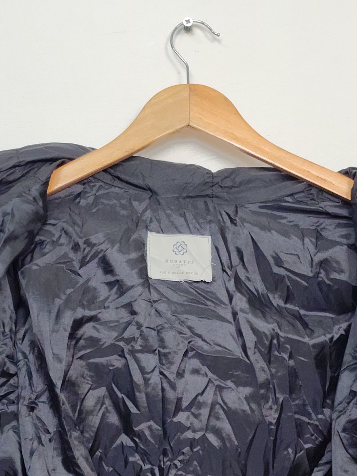 siyah Kadın Fermuarlı Midi Ceket - Görsel 4