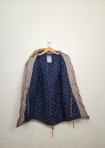 Bej Midi Kadın Ceket, Düğmeli, Bol Kesim - Görsel 3