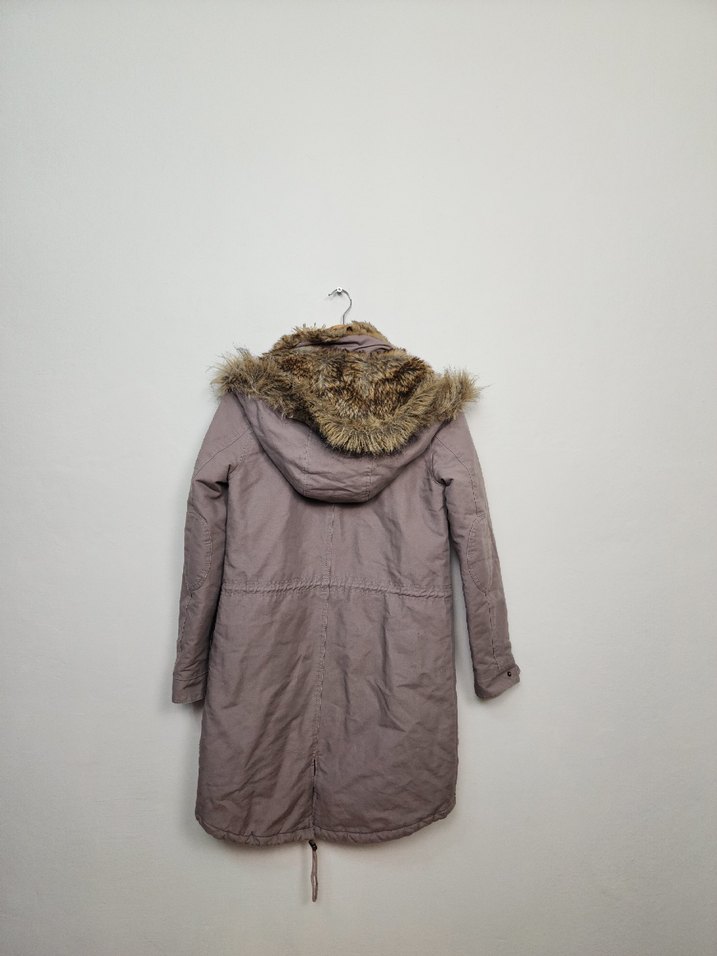 Bej Midi Kadın Ceket, Düğmeli, Bol Kesim - Görsel 2