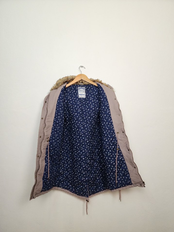 Bej Midi Kadın Ceket, Düğmeli, Bol Kesim - Görsel 3