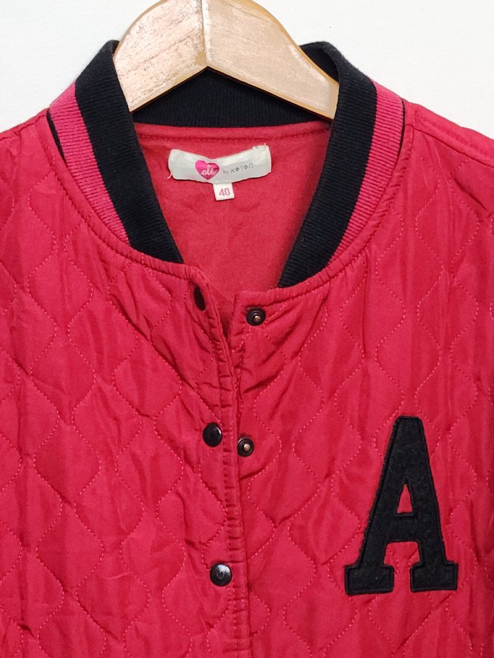 Düğmeli Kırmızı Kadın Spor Ceket - Görsel 2