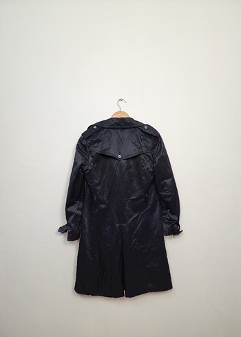 Siyah Uzun Kadın Trençkot - Görsel 4