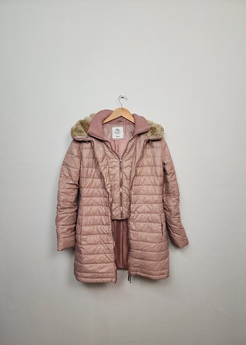 Kadın Gül Kurusu Midi Suni Kürklü Kışlık Mont - Görsel 2