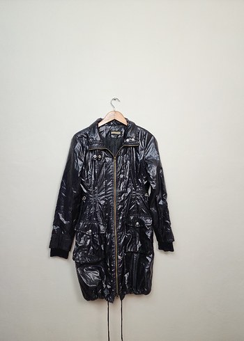 Siyah Parlak Fermuarlı Biker Ceket - Görsel 3