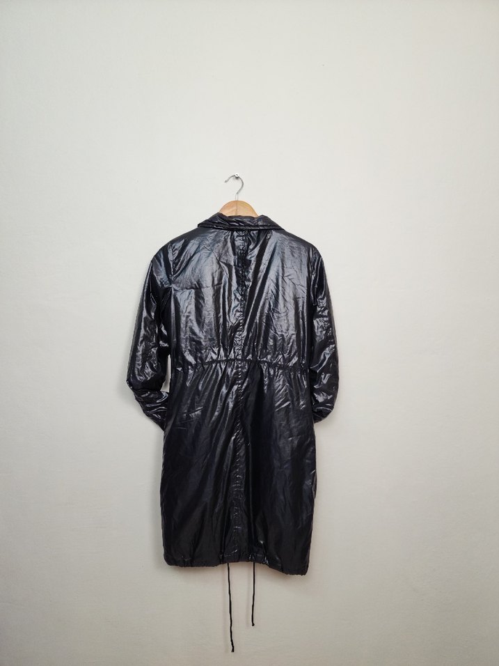 Siyah Parlak Fermuarlı Biker Ceket - Görsel 2