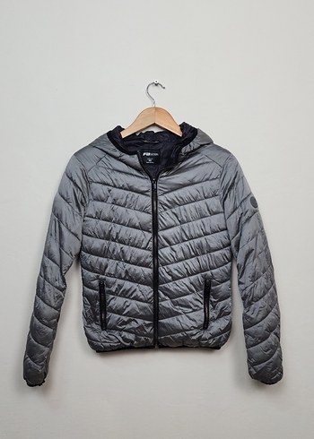 Gri Kadın Mini Spor Ceket Fermuarlı - Görsel 3