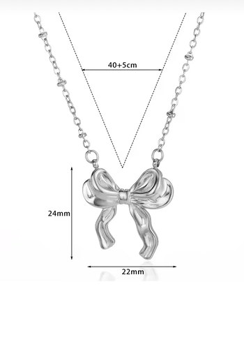 Minimalist Beyaz Fiyonk Detaylı Kolye - Görsel 2