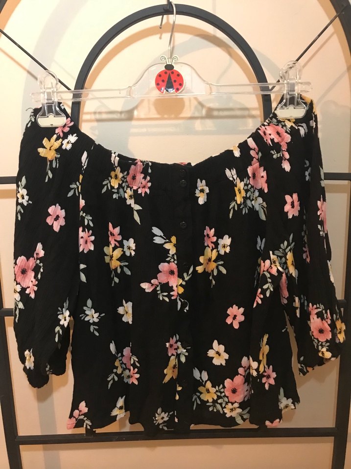 KOTON Çiçek Desenli Straplez Mini Bluz - Görsel 3