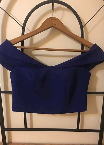 Lacivert Drapeli Kayık Yaka Büstiyer - Görsel 2