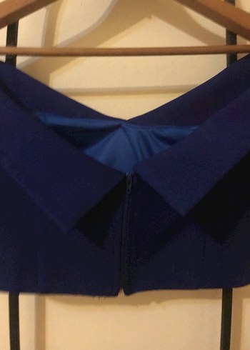 Lacivert Drapeli Kayık Yaka Büstiyer - Görsel 3