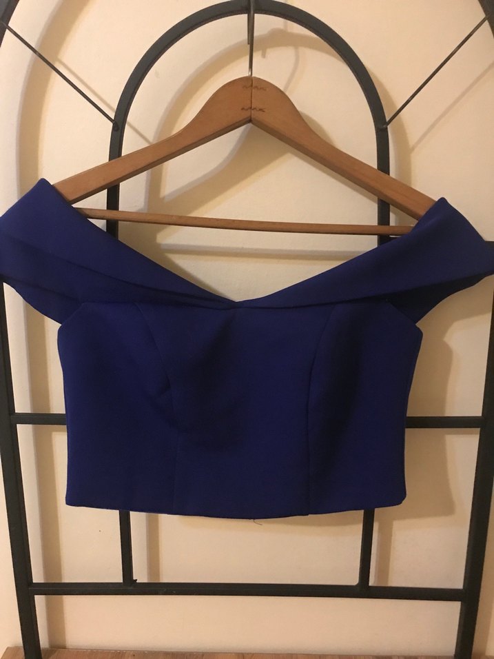 Lacivert Drapeli Kayık Yaka Büstiyer - Görsel 2