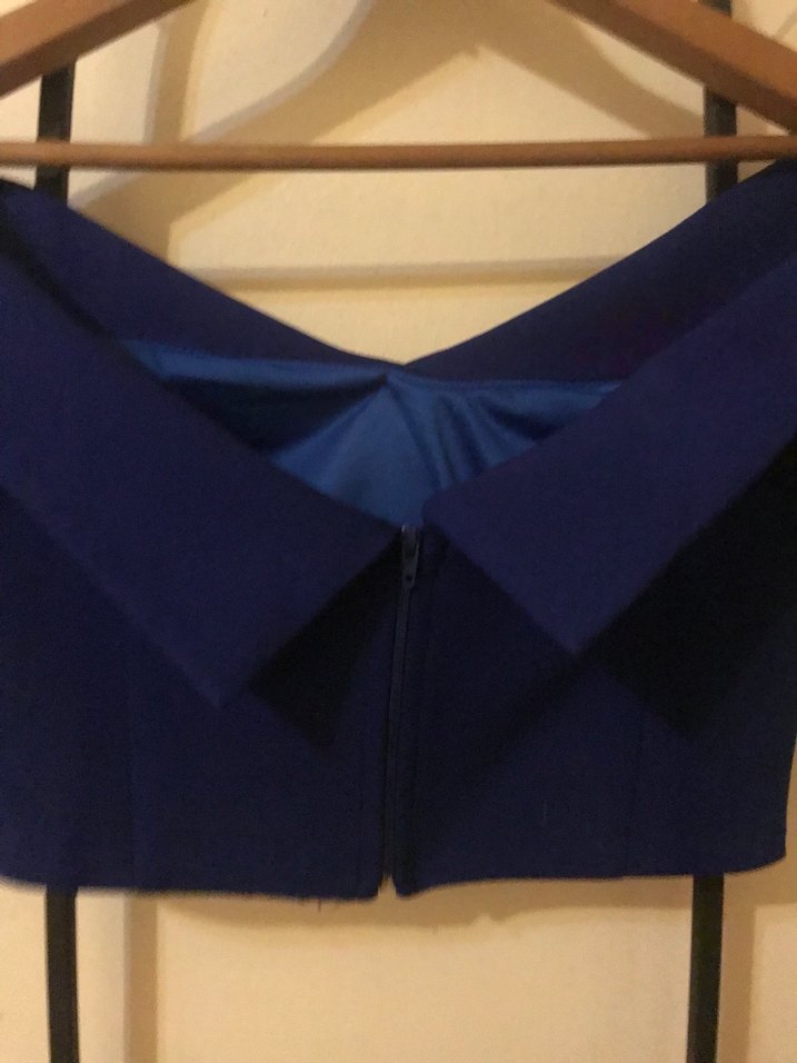 Lacivert Drapeli Kayık Yaka Büstiyer - Görsel 3