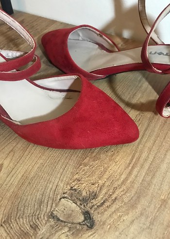 Koton Kırmızı Süet Tokalı Kadın Topuklu Ayakkabı - Görsel 4